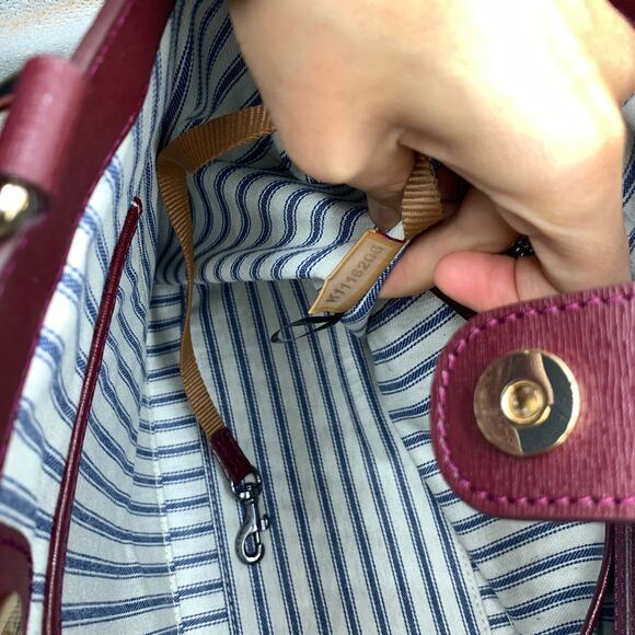 Dooney & Bourke Leather Purse Saffiano Zip Satchel Red Bordeaux - Picture 16 of 16